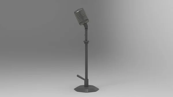 Representación 3d de un micrófono vintage aislado en el fondo del estudio —  Fotos de Stock
