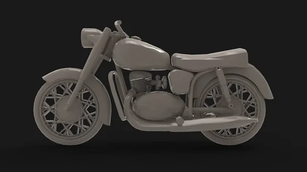 工作室背景中隔离的老式摩托车3D渲染 — 图库照片