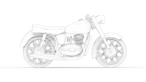 Rendering 3d di una moto d'epoca isolata sullo sfondo dello studio — Foto Stock
