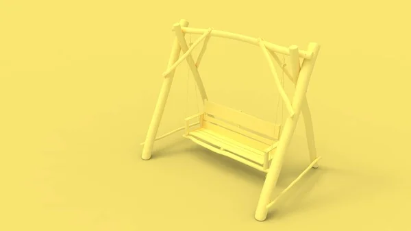 3d rendering of a wooden swing bench isolated in studio background — Stock Photo, Image