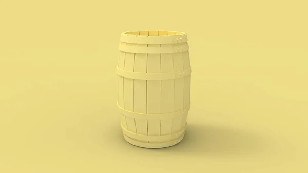 3d renderização de um barril de madeira isolado no fundo do estúdio — Fotografia de Stock