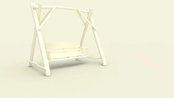 3d renderowanie drewnianej ławki huśtawkowej izolowane w tle studio — Zdjęcie stockowe