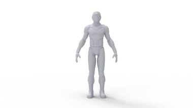 Stüdyo arka planında izole edilmiş fütürist bir robotun 3D görüntüsü