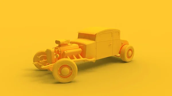 3d rendering of a hot rod isolated in a colored studio background — ストック写真