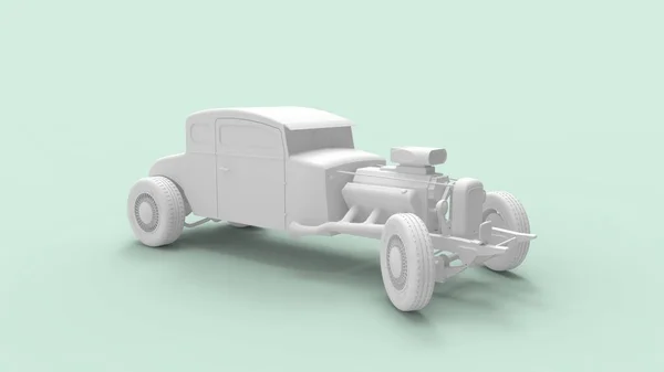 3d rendering of a hot rod isolated in a colored studio background — ストック写真