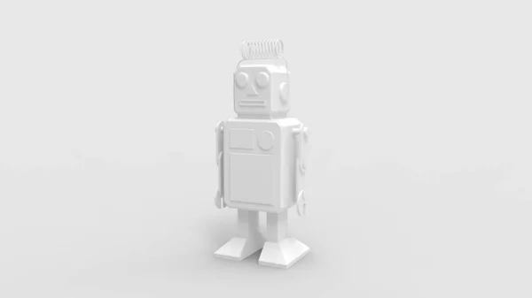3D渲染一个独立在工作室背景中的可爱机器人 — 图库照片