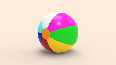 Stüdyo arka planında izole edilmiş bir plaj topunun 3D görüntüsü