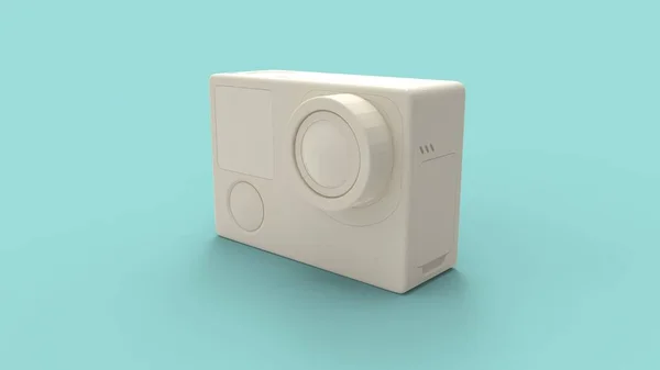 Rendering 3d di una action camera isolata sullo sfondo dello studio — Foto Stock