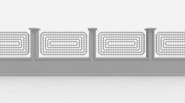 Stüdyo arka planında izole edilmiş bir çitin 3D görüntüsü