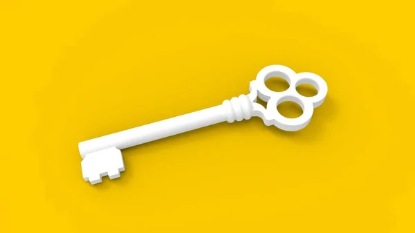 3d rendering of a key isolated in colored studio background — Stock Photo, Image