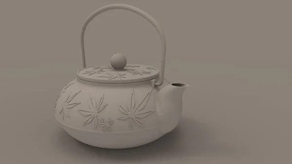 3d rendering of an asian japanese teapot isolated in studio backgroud — Stock Photo, Image