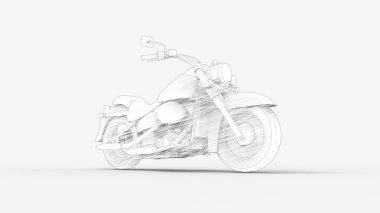 Beyaz bir arka planda izole edilmiş 3D kruvazör motosikleti.