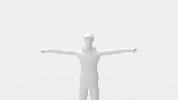 3d rendering of a man model with arms spread isolated in studio — ストック写真