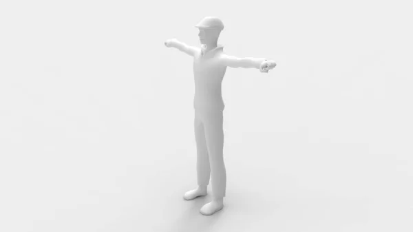 3D-Darstellung eines Männermodells mit im Studio isoliert ausgebreiteten Armen — Stockfoto