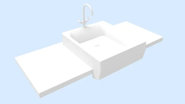 3d renderowanie zlewozmywaka i stołu do mycia łazienki izolowane — Zdjęcie stockowe
