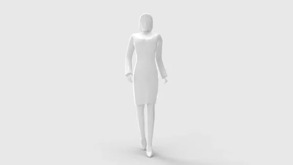 3D απόδοση μιας γυναίκας που περπατά απομονωμένη σε λευκό φόντο — Φωτογραφία Αρχείου