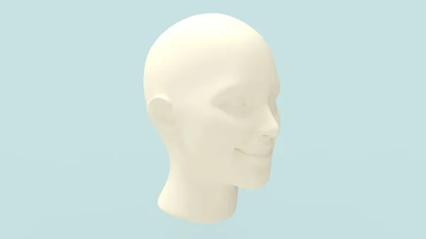 3D-återgivning av en mänsklig kvinnlig huvud skrattar isolerad — Stockfoto