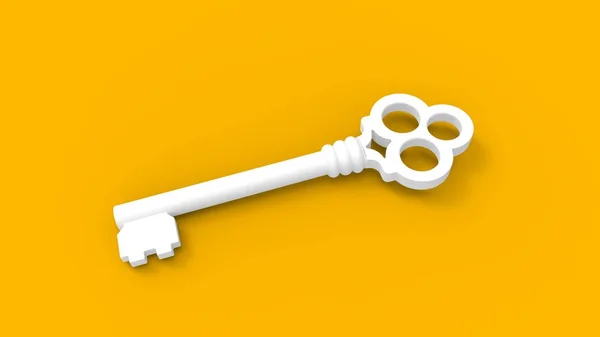 3d rendering of a key isolated in colored studio background — Stock Photo, Image