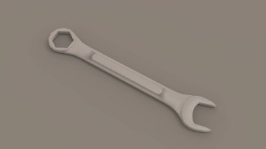 Stüdyo arka planında izole edilmiş bir ingiliz anahtarının 3D görüntüsü