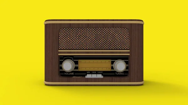 3d weergave van een bruine vintage radio tuner geïsoleerd in studio achtergrond — Stockfoto