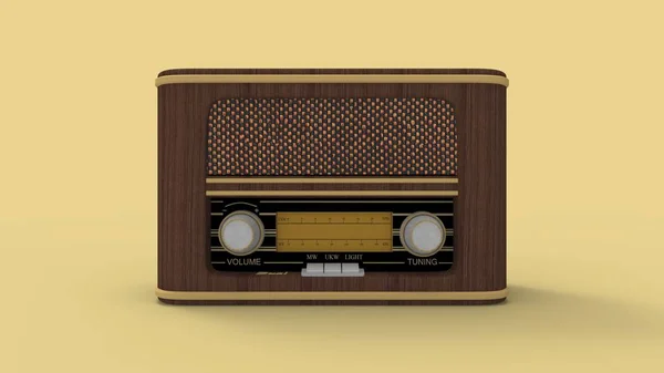 3D-Rendering eines braunen Vintage-Radiotuners isoliert im Studio-Hintergrund — Stockfoto