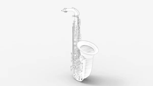 Rendu 3d d'un saxophone isolé en arrière-plan studio — Photo