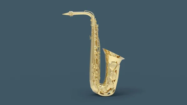 Rendu 3d d'un saxophone isolé en arrière-plan studio — Photo