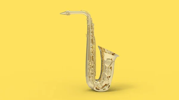 Representación 3d de un saxofón aislado en el fondo del estudio —  Fotos de Stock