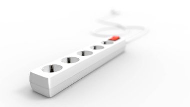 Parlak bir stüdyo arka planında izole edilmiş bir elektrik prizinin 3D görüntüsü
