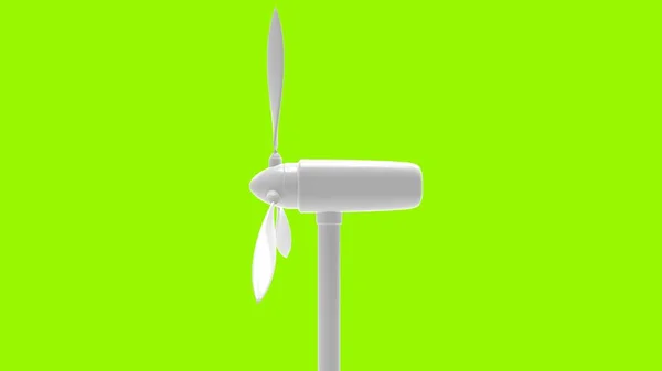 3D візуалізація вітрової турбіни ізольовано на кольоровому студійному фоні — стокове фото
