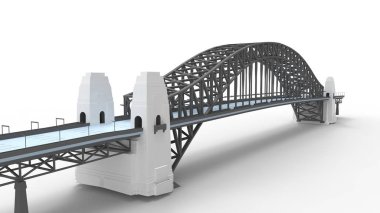 Parlak bir stüdyo arka planında izole edilmiş bir köprünün 3D görüntüsü