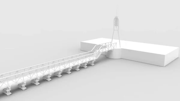 3d renderelés egy híd elszigetelt világos stúdió háttér — Stock Fotó