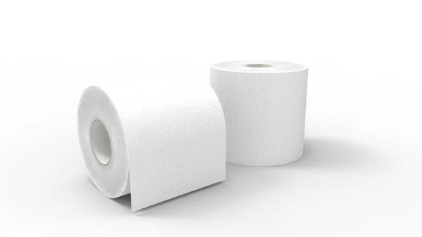 3d rendering of two toilet paper rolls isolated in a studio background — Stock Photo, Image