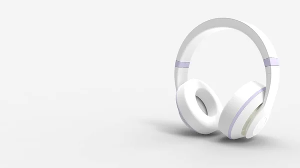 3d rendering of white headphones in a bright studio background — Stock Photo, Image