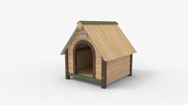 3D-Darstellung eines Hundehauses isoliert im Studio-Hintergrund — Stockfoto