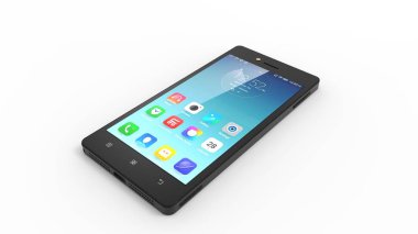 Stüdyo arka planında izole edilmiş akıllı bir telefonun 3D görüntüsü