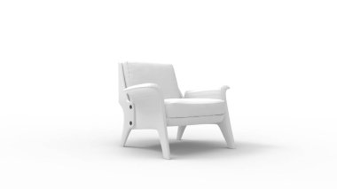 Stüdyo arka planında izole edilmiş beyaz bir tasarım sandalyesi.