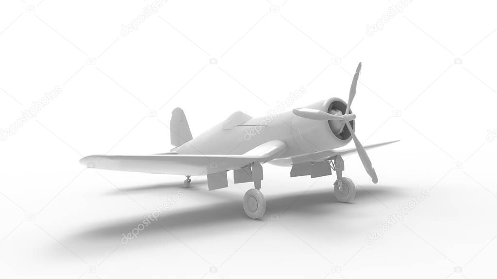 3d rendering of war world 2 fighter airplane isolated in studio background