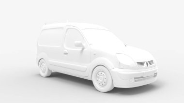 Stüdyo arka planında izole edilmiş bir nakliye aracının 3D görüntüsü