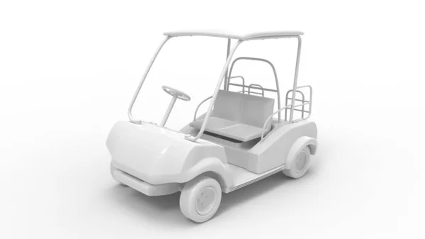 3D-Darstellung eines weißen Golfwagens isoliert im Studio-Hintergrund — Stockfoto