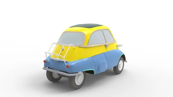 Rendu 3d d'une petite micro voiture isolée en arrière-plan studio — Photo