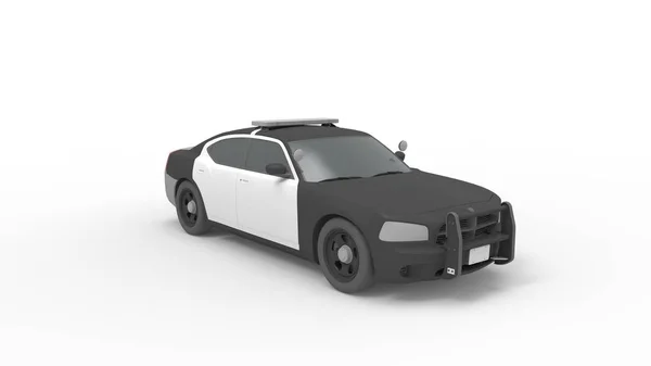3D візуалізація поліцейського автомобіля ізольовано на студійному фоні — стокове фото