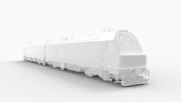 Representación 3d de un tren de locomotoras aislado en un fondo de estudio blanco —  Fotos de Stock