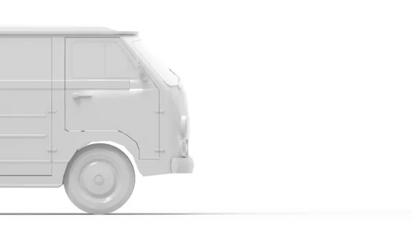 3d rendering of a white vintage mini van isolated in studio background — 스톡 사진