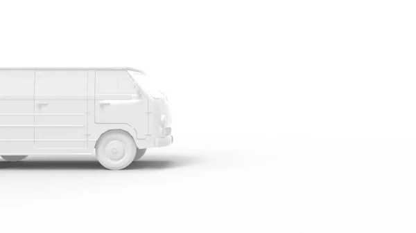 Rendering 3d di un mini van vintage bianco isolato sullo sfondo dello studio — Foto Stock