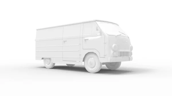 3d renderização de um branco vintage mini van isolado no fundo do estúdio — Fotografia de Stock