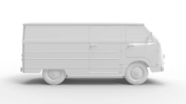 3d rendering of a white vintage mini van isolated in studio background — 스톡 사진