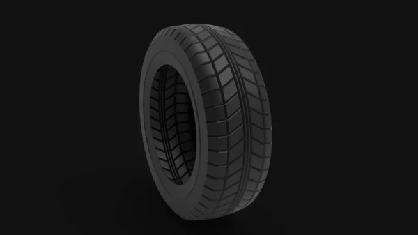 3d rendering of a rubber car tire isolated in a black studio background — Stock Photo, Image