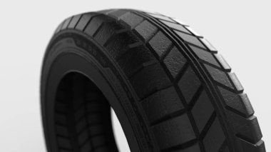 Parlak bir stüdyo arka planında izole edilmiş üç boyutlu lastik.