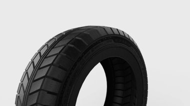 Beyaz stüdyo arka planında izole edilmiş 3 boyutlu lastik.